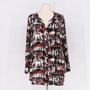 FIG and FLOWER Multi Color Button Front Long Sleeve Shirt Blouse Size 3X